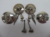 Three sets of Native American themed silver earrings