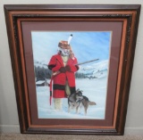 Large Mountain Man framed watercolor portrait, framed and matted, Merlene Conrad