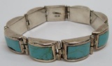 Turquoise hinged bracelet, 7 1/2