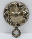 Antique Sterling silver hand mirror, cherub, 7 1/2