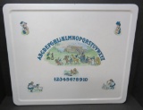 Noah's Ark ABC enamel top from a child's table, 24