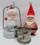 c 1960's Rose Santa lantern, Santa ornament and Merry Christmas SP napkin ring