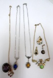 Assorted vintage jewelry, necklaces, pin and lavalier pendants