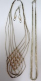 Two liquid silver multi strand necklaces