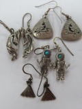 Four pair of Native American sterling and 925 marked earrings