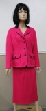 Vintage Hot pink and navy Marty Gutmacher knit suit, skirt and jacket, size 10