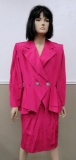 Vintage Holly Sharp hot pink and black checkered suit, size 8