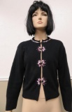 Vintage Sequin black and pink cardigan sweater, Park Storyk