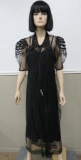 Vintage negligee with black netting and slip