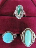 Turquoise and malachite rings