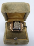 10 K gold Police badge ring and sterling fob, Milwaukee, size 11, vintage ring box
