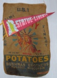 Statue of Liberty lot, pennant and Potato sack