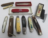 12 pocket knives, most are vintage