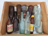 12 vintage Beer bottles, some embossed and some with paper labels