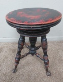 Vintage piano stool, clawfoot with glass balls, 14