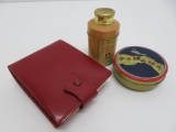 Vanity lot with DuBarry tin and Harriet Hubbard Ayer vanity wallet, cowhide