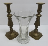 Early brass push up candle sticks 11