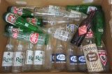 24 painted label soda bottles and Mission Root Beer Can