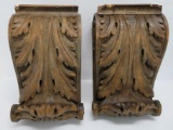 Two wooden carved architectural detail corbels, 12