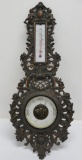Lovely bronze Holosteric barometer, ornate, cherubs, 26 1/2