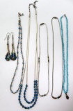 Five Native American style beaded necklaces and beaded earrings