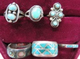 Six Native American style rings
