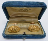 Fantastic dragon griffin cuff links in vintage jewelry box