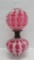Miniature oil lamp, cranberry opalescent coin dot, 11