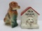 Two dog ceramic still banks, 4
