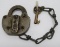 Chicago North Western Railroad lock and key, Adlake, both marked, 3 3/4