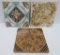 Three lovely art tiles, brown and blue transfer, 6