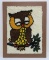 MCM Owl hook rug, framed 25 1/4