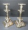 Rogers silver plate over copper candlesticks, 12