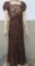 Lovely gold and brown A line dress with slip and shoulder jewelry embellishments