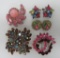 Lovely colored stone vintage jewelry, pins and earrings