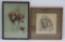 Two vintage framed dog prints, signed