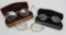Three pair of vintage eye glasses with 2 cases