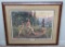 Native American outdoor scene by Walter Haskell Hinton Print, framed 34