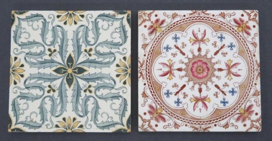 Two 6" Art Tiles, one marked Minton