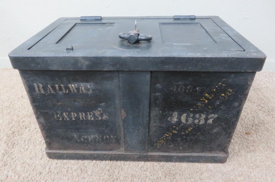 Outstanding Railway Express Agency Strong Box Trunk with key, 27" x 15"