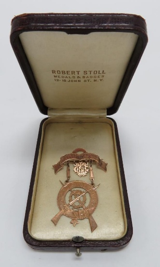 10 kt gold medal, Company A, 3 regiment Infantry, Neilsville Wis, medal box, George A Ure