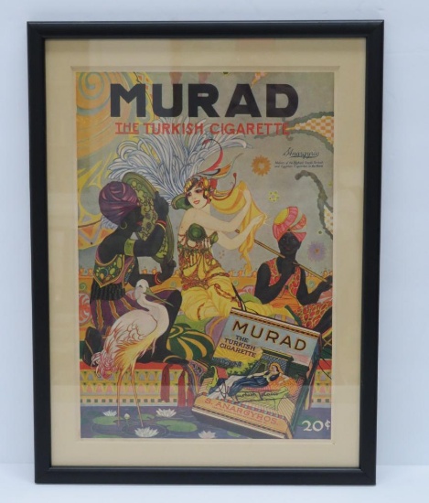 Murad Turkish Cigarette framed advertising, 11" x 15"