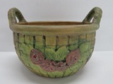 Flemish Rose Weller basket, art pottery, 8 1/2