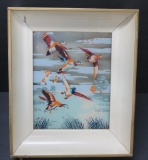 MCM wall hanging lighted picture, flying ducks, 12