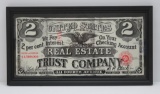 Trolley advertising sign, framed Real Estate Trust Company