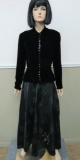 Vintage velvet long sleeve top and brocade taffeta blend skirt