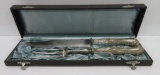 Boxed carving set, possible sterling collars 800