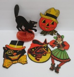 Five Halloween decorations, three marked Luhre, 9