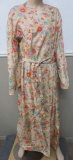 Vintage oriental robe, floral, belted