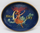 Oval Miller High Life beer tray, woman on the moon, 15